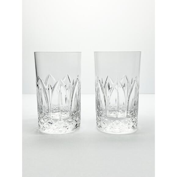 Atlantis “Chartres” Pair of Crystal Highball Tumbler Glasses 4 7/8” 12oz Signed - Picture 2 of 6